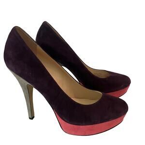 Enzo Angiolini Size 9 Plum, Pink & Gray Suede 5” Heels